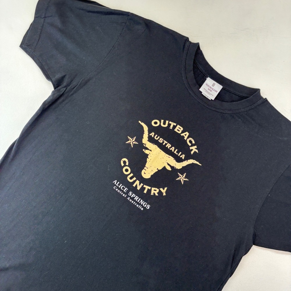 Outback Australia T-Shirt Alice Springs‎ Country Black Bull Graphic Tee Large